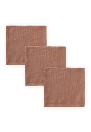 Organic Muslin Burp Cloths Set 3 Coffee