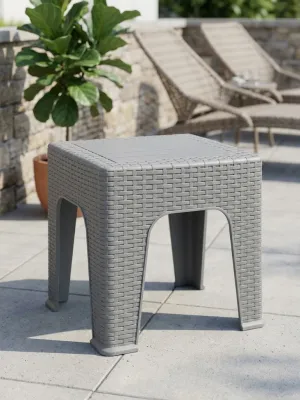 Straw Woven Stool Grey